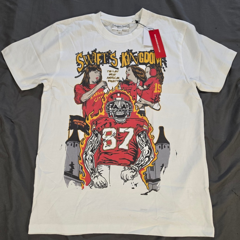 Headgear Classics Swifts Kingdom Taylor Travis Kelce 87 White T-Shirt Mens M NEW